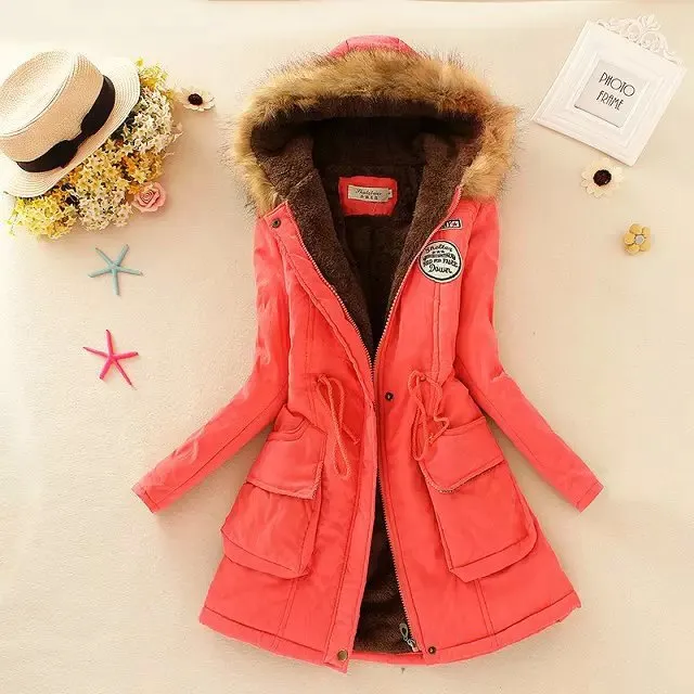 2018 women winter thicken warm coat female autumn hooded cotton fur plus size basic jacket outerwear slim long ladies chaqueta