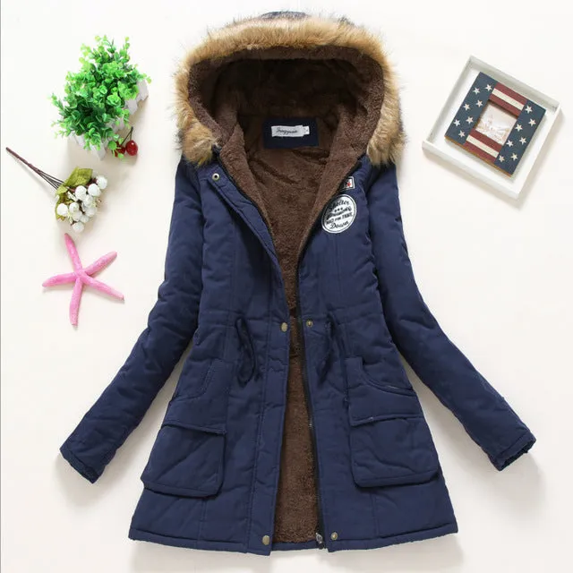 2018 women winter thicken warm coat female autumn hooded cotton fur plus size basic jacket outerwear slim long ladies chaqueta