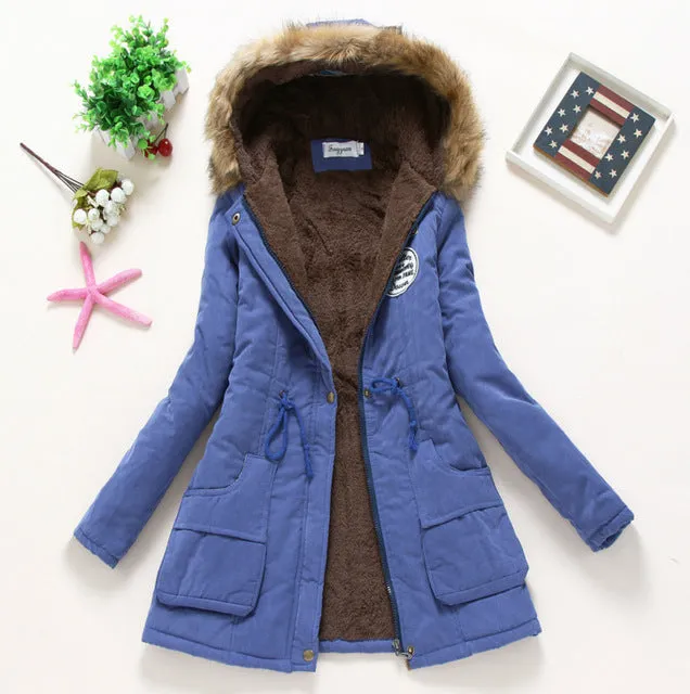 2018 women winter thicken warm coat female autumn hooded cotton fur plus size basic jacket outerwear slim long ladies chaqueta