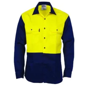 3406 DNC Hi Vis L/S Patron Saint® Flame Retardant Two-Tone Drill Shirt