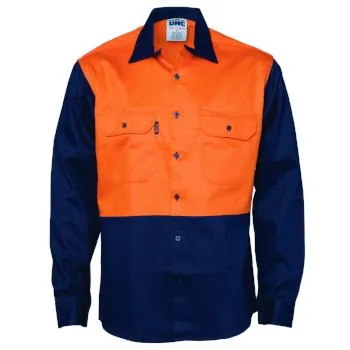 3406 DNC Hi Vis L/S Patron Saint® Flame Retardant Two-Tone Drill Shirt