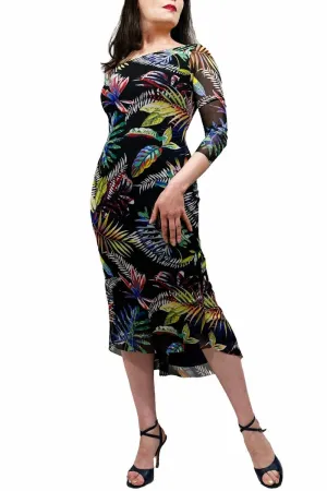 abstract leaves NINA mesh tango dress with sleeves