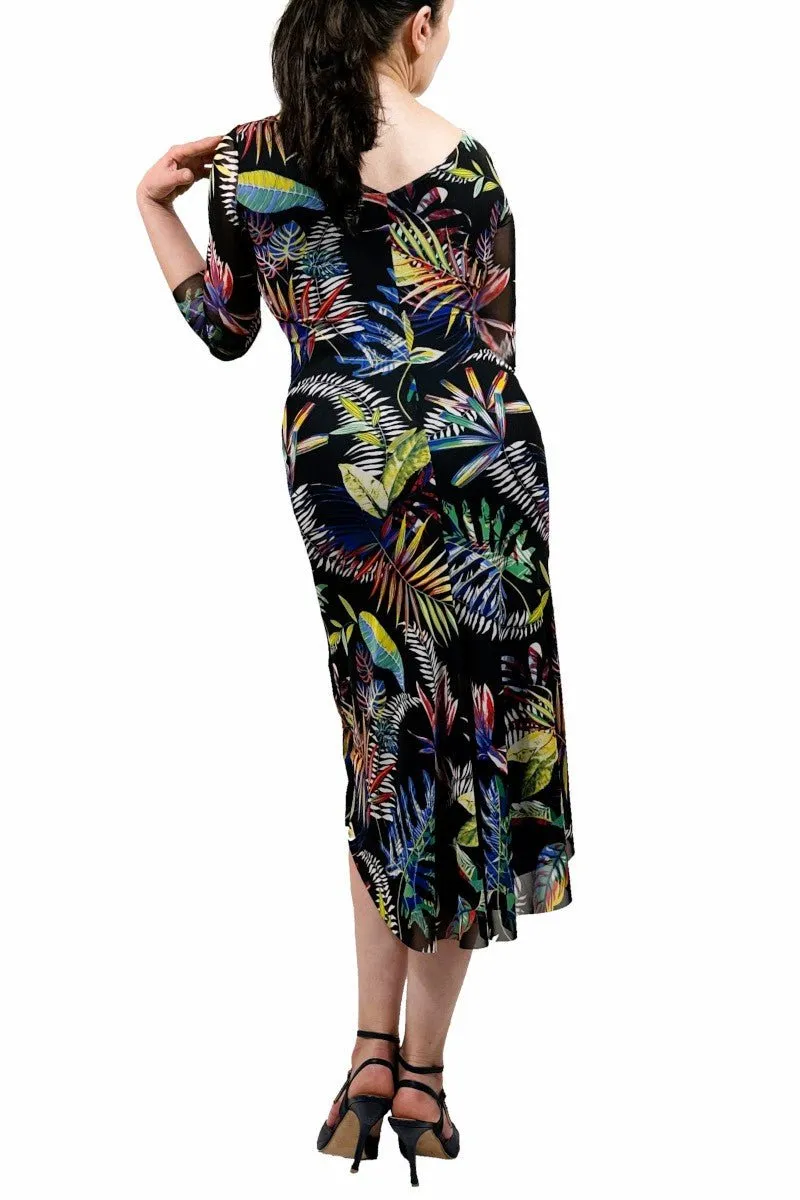 abstract leaves NINA mesh tango dress with sleeves