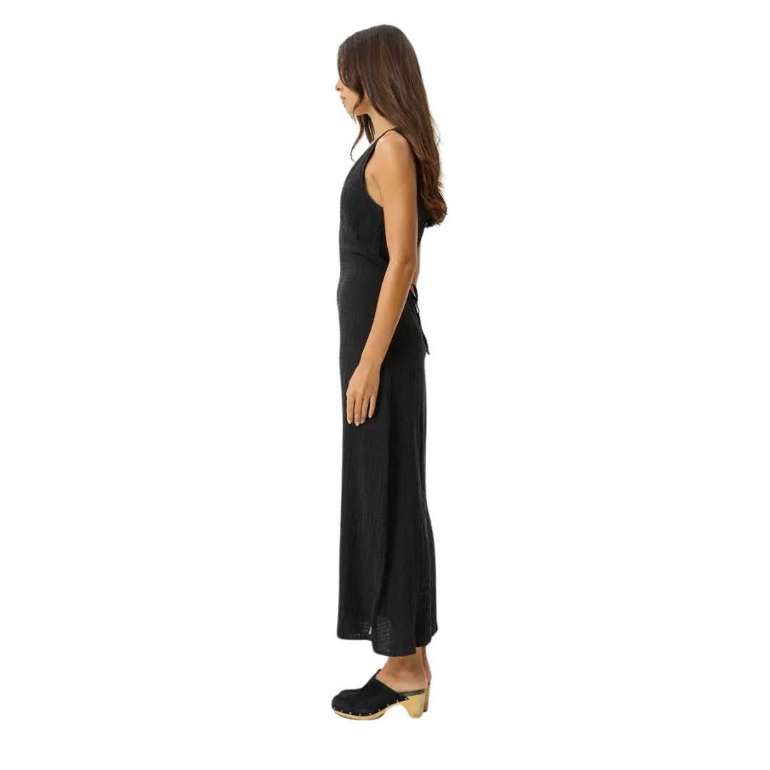 Afends Womens Focus Hemp Seersucker Maxi Dress - Black