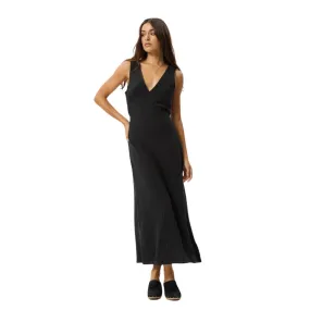 Afends Womens Focus Hemp Seersucker Maxi Dress - Black