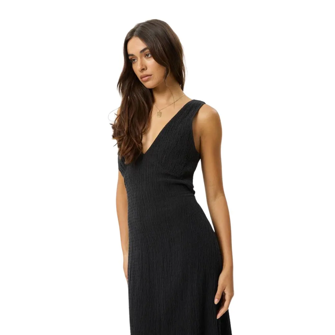 Afends Womens Focus Hemp Seersucker Maxi Dress - Black