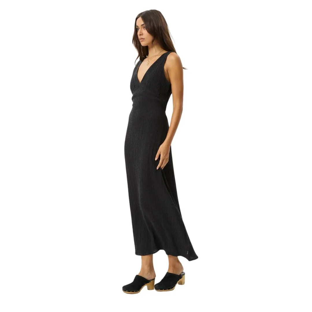 Afends Womens Focus Hemp Seersucker Maxi Dress - Black