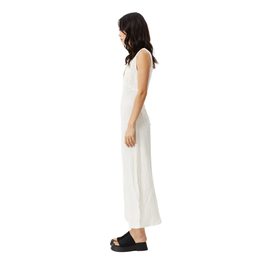 Afends Womens Focus Hemp Seersucker Maxi Dress - White