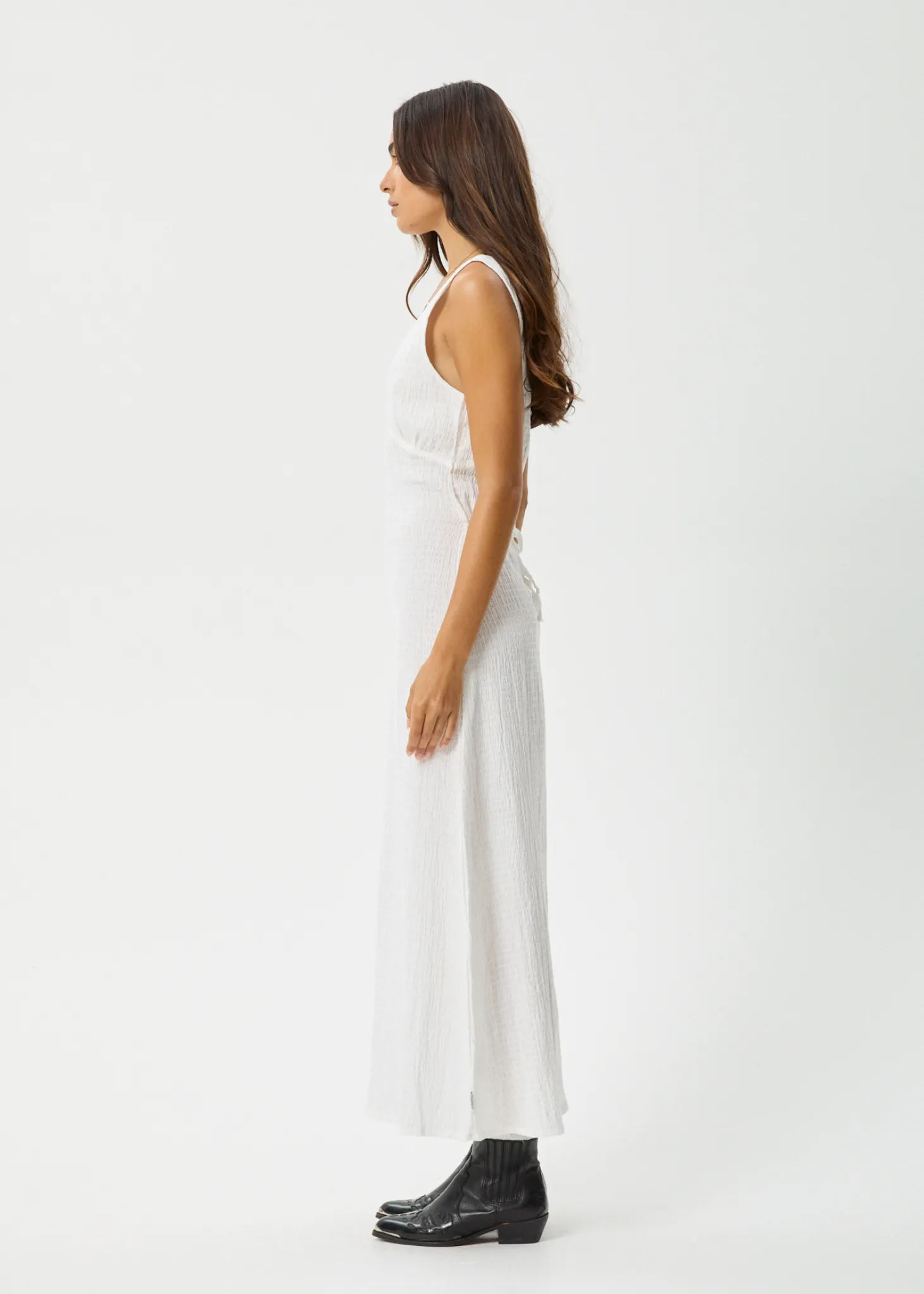 AFENDS Womens Focus - Seersucker Maxi Dress - White