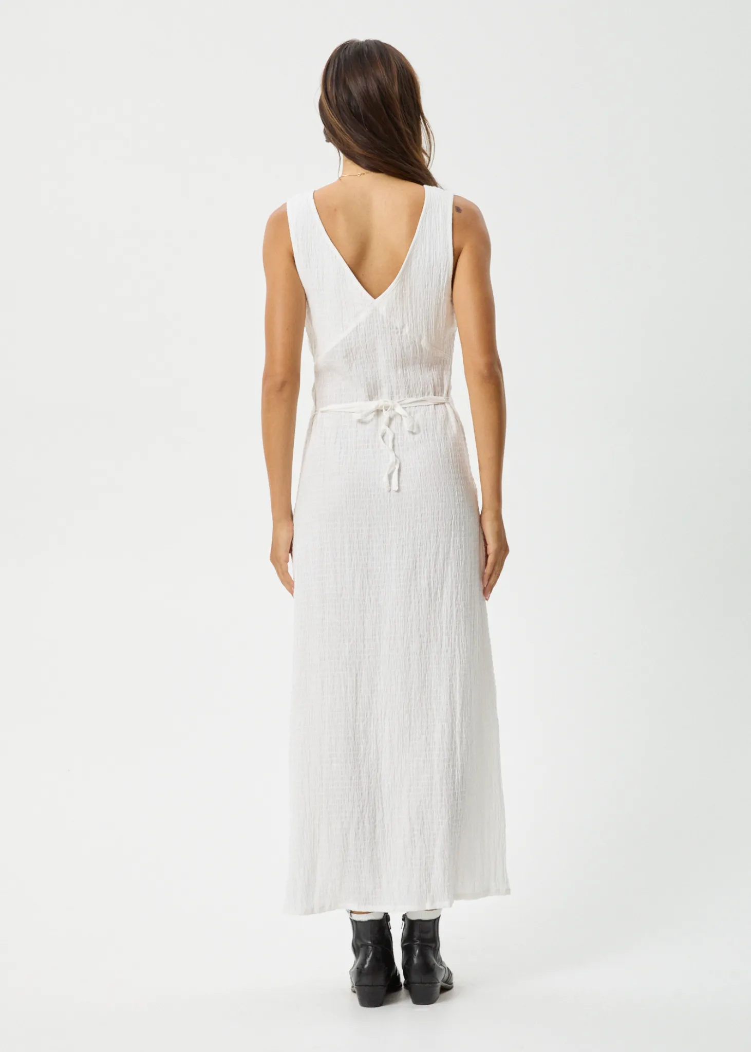 AFENDS Womens Focus - Seersucker Maxi Dress - White