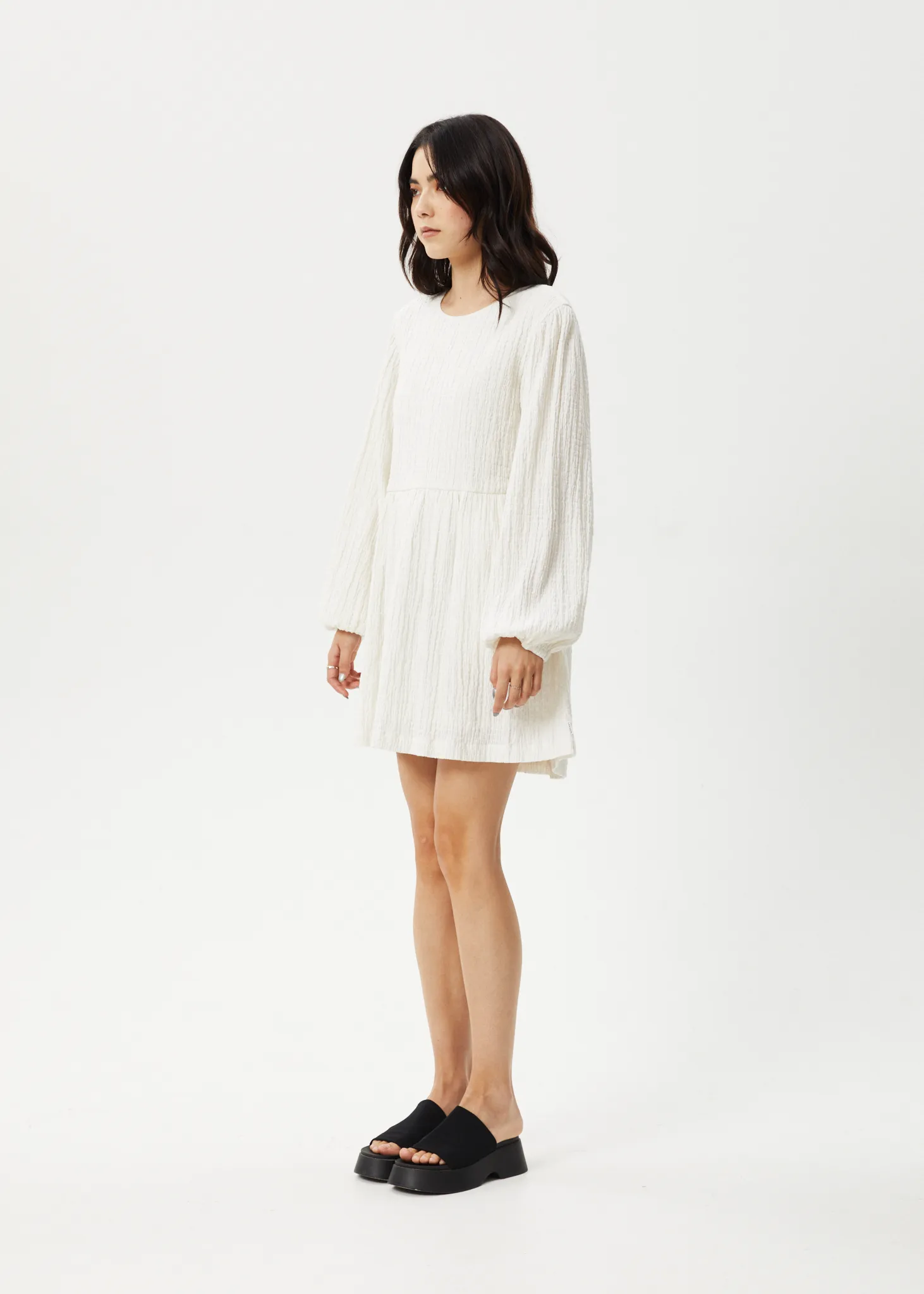 AFENDS Womens Focus - Seersucker Mini Dress - White