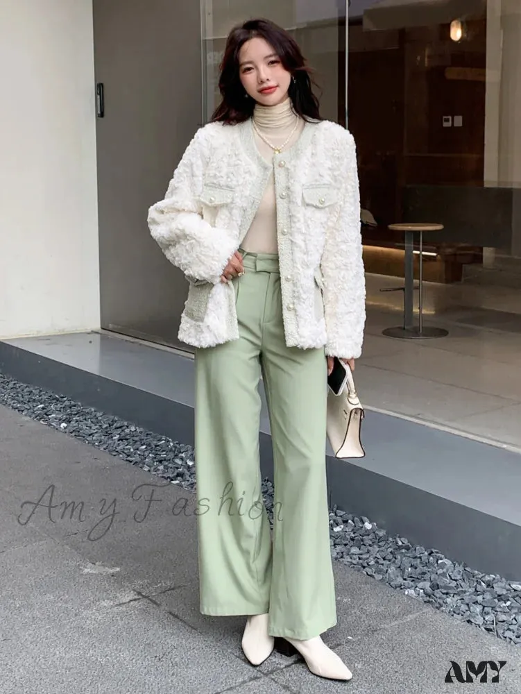 Amy Fashion - Trim Drop Shoulder Teddy Coat