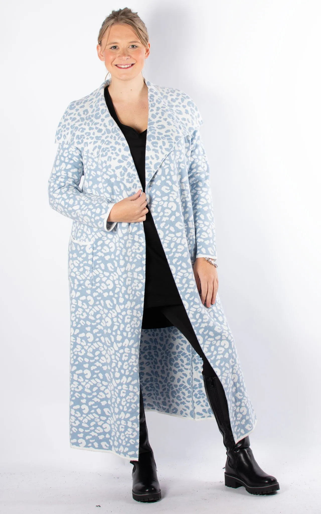 Animal Print Coat | Baby Blue