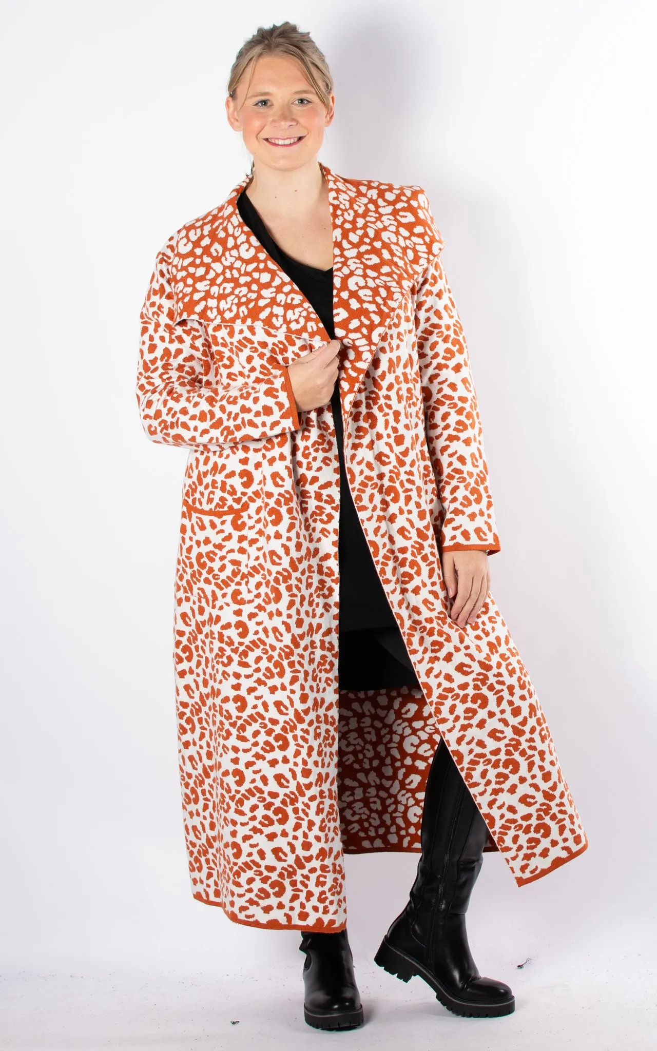 Animal Print Coat | Rust