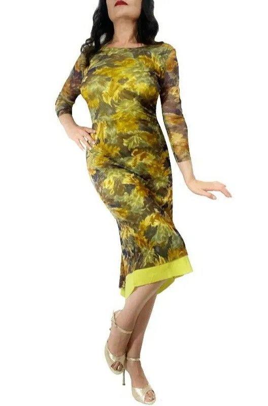 autumn leaves NINA mesh tango dress with sleeves