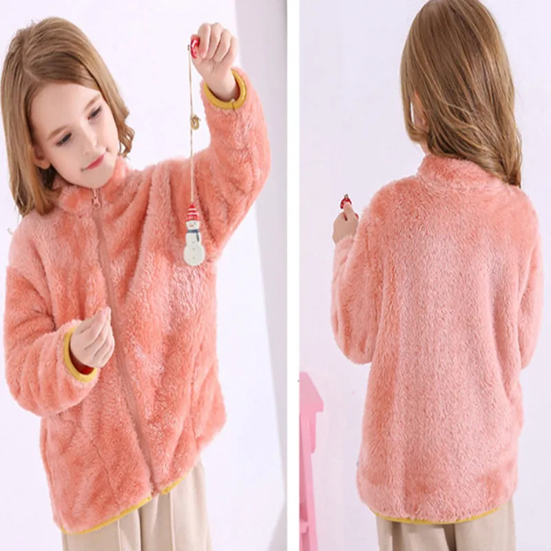 Autumn Winter Children Plush Flannel Coats Thick Fleece Warm Coat