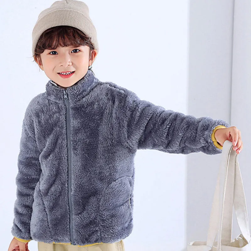 Autumn Winter Children Plush Flannel Coats Thick Fleece Warm Coat