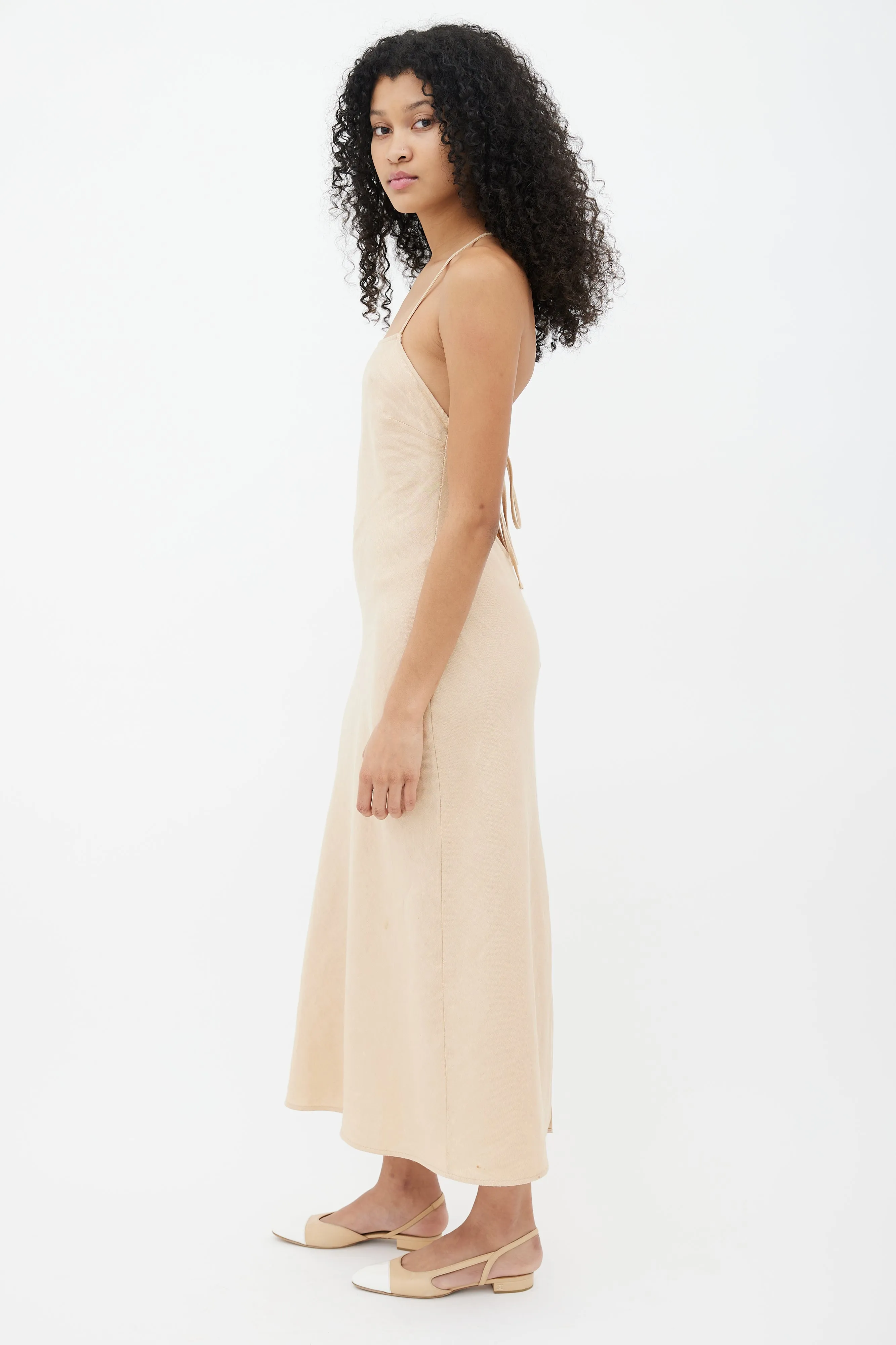 Beige Linen Cassidy Slip Dress