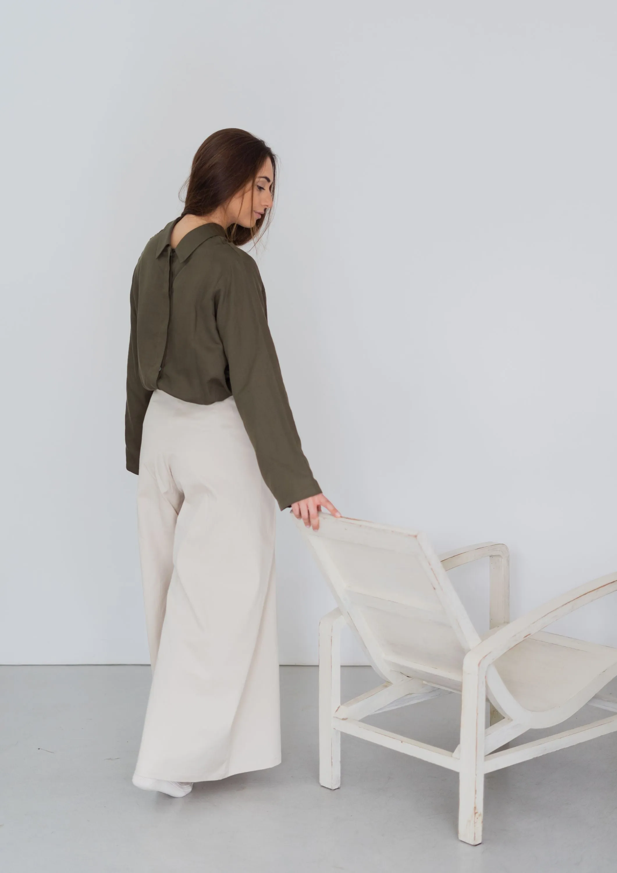 Beige Lyocell WIDE trousers