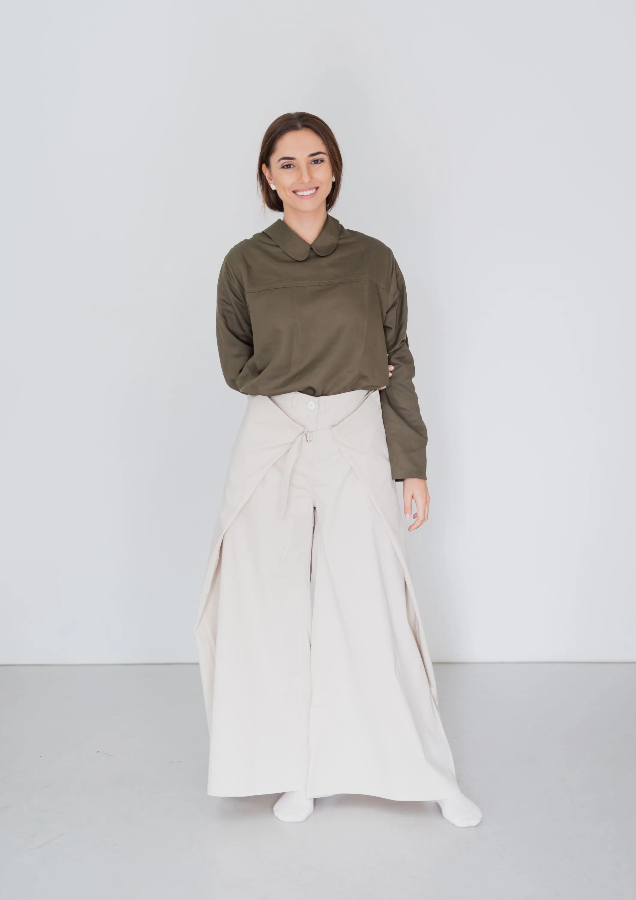 Beige Lyocell WIDE trousers