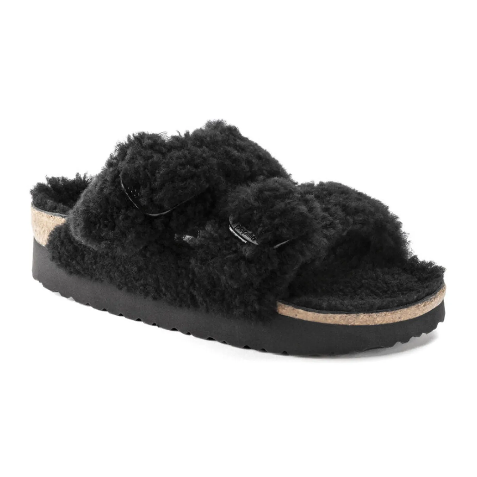 Birkenstock Arizona Big Buckle Platform Narrow Slide Sandal (Women) - Teddy Black Shearling