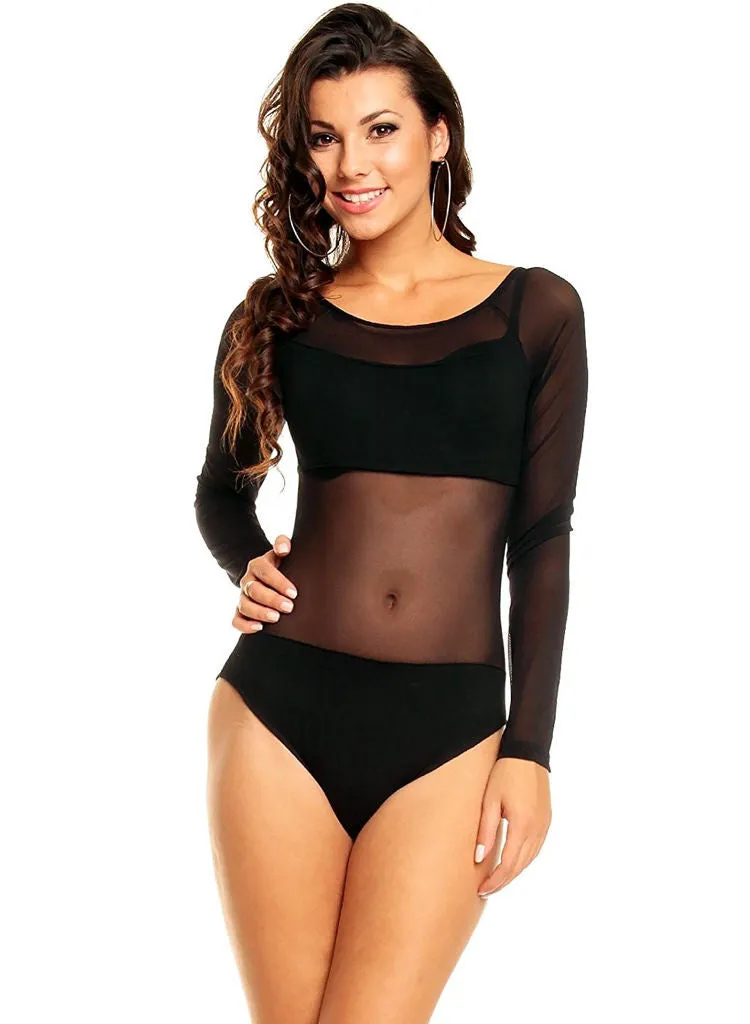 Black club wear stretch Body Teddy One size fits UK 8/10/12/14