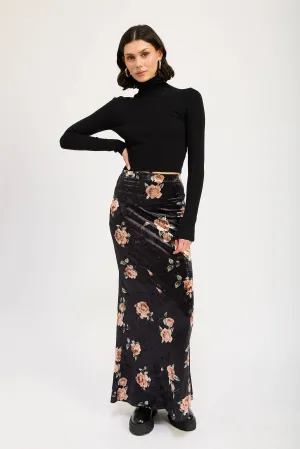 Black Velvet Maxi Skirt