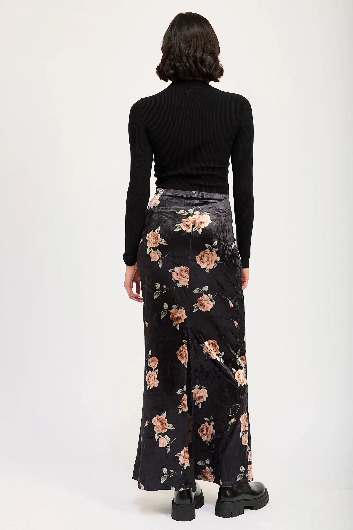 Black Velvet Maxi Skirt