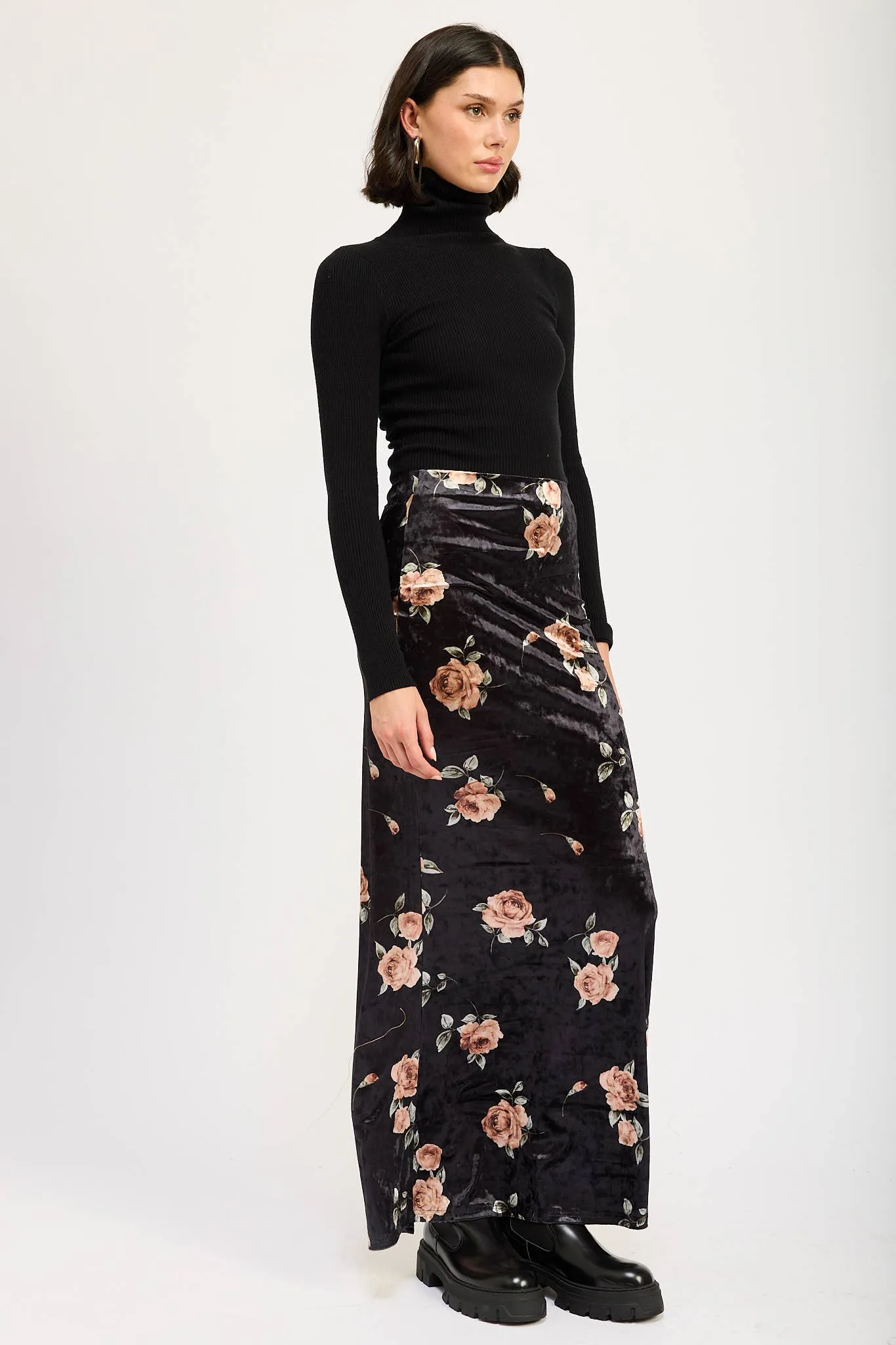 Black Velvet Maxi Skirt