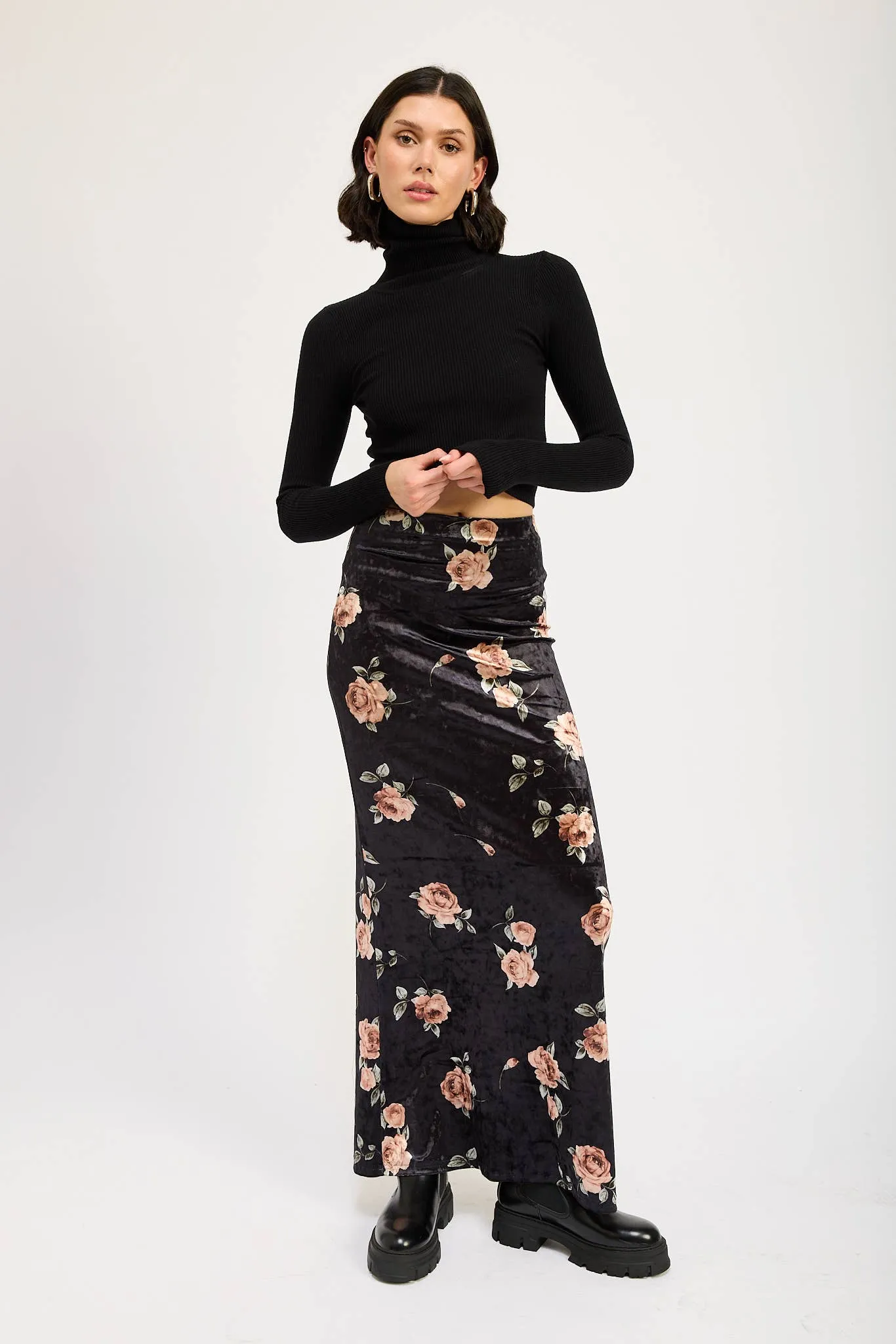 Black Velvet Maxi Skirt