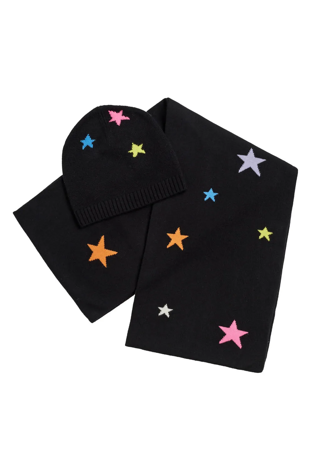 Black Wool-Cashmere Star Accessories Set