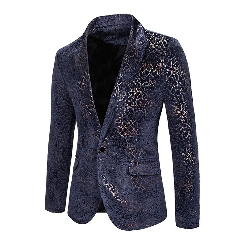 Blazer à un bouton à revers bronzant vintage pour homme