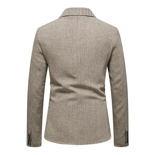 Blazer vintage décontracté à chevrons pour homme