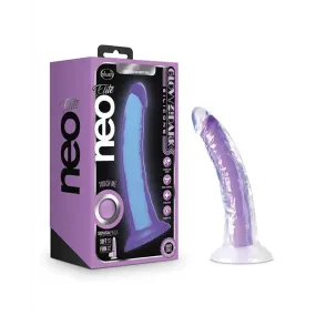 Blush Neo Elite Glow in the Dark Light 7 in. Silicone Dual Density Dildo with Suction Cup Neon Purple