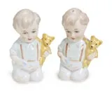 Boy With Teddy Porcelain Salt and Pepper Shaker