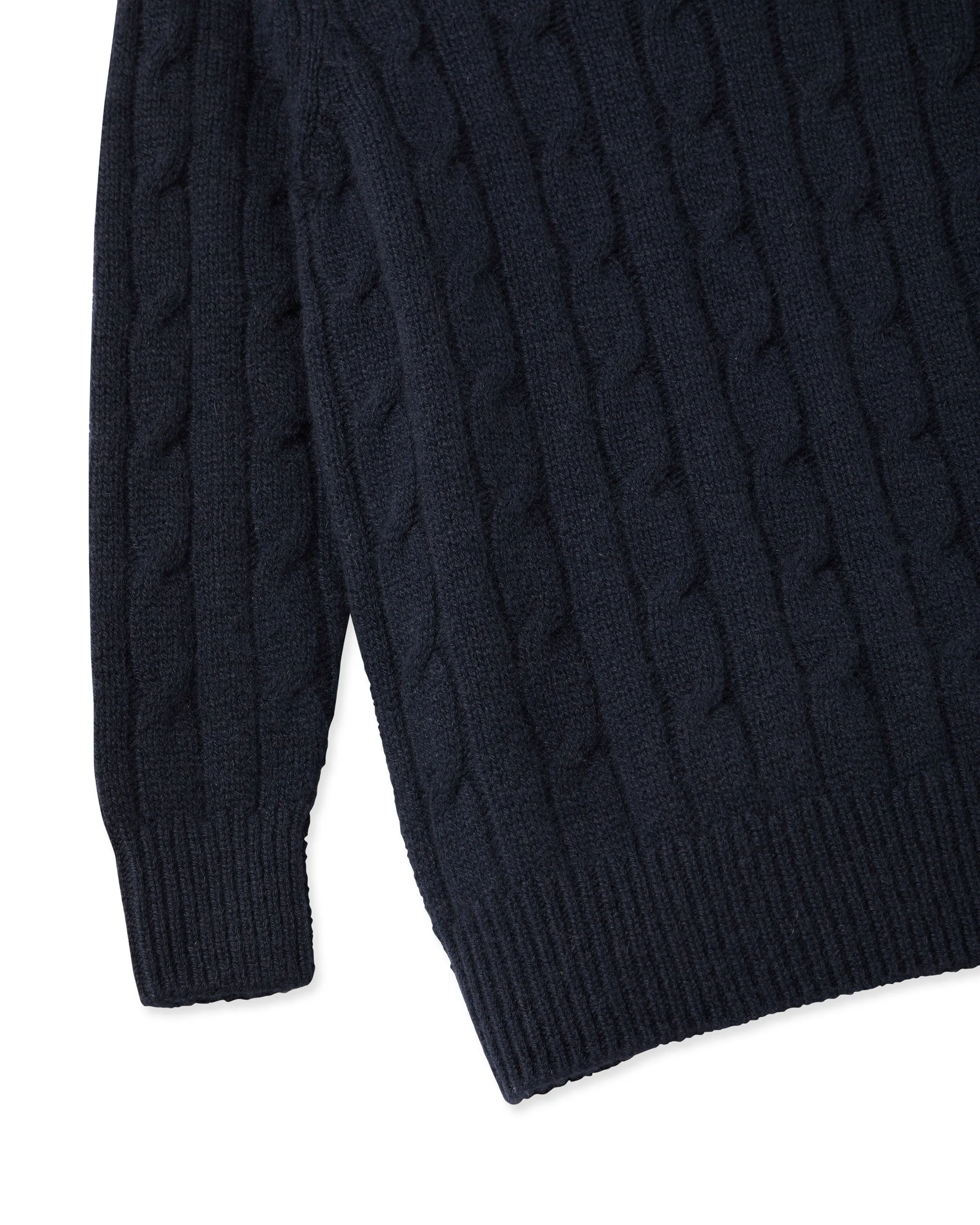 Boys Cable Roll Neck Cashmere Jumper Navy Blue