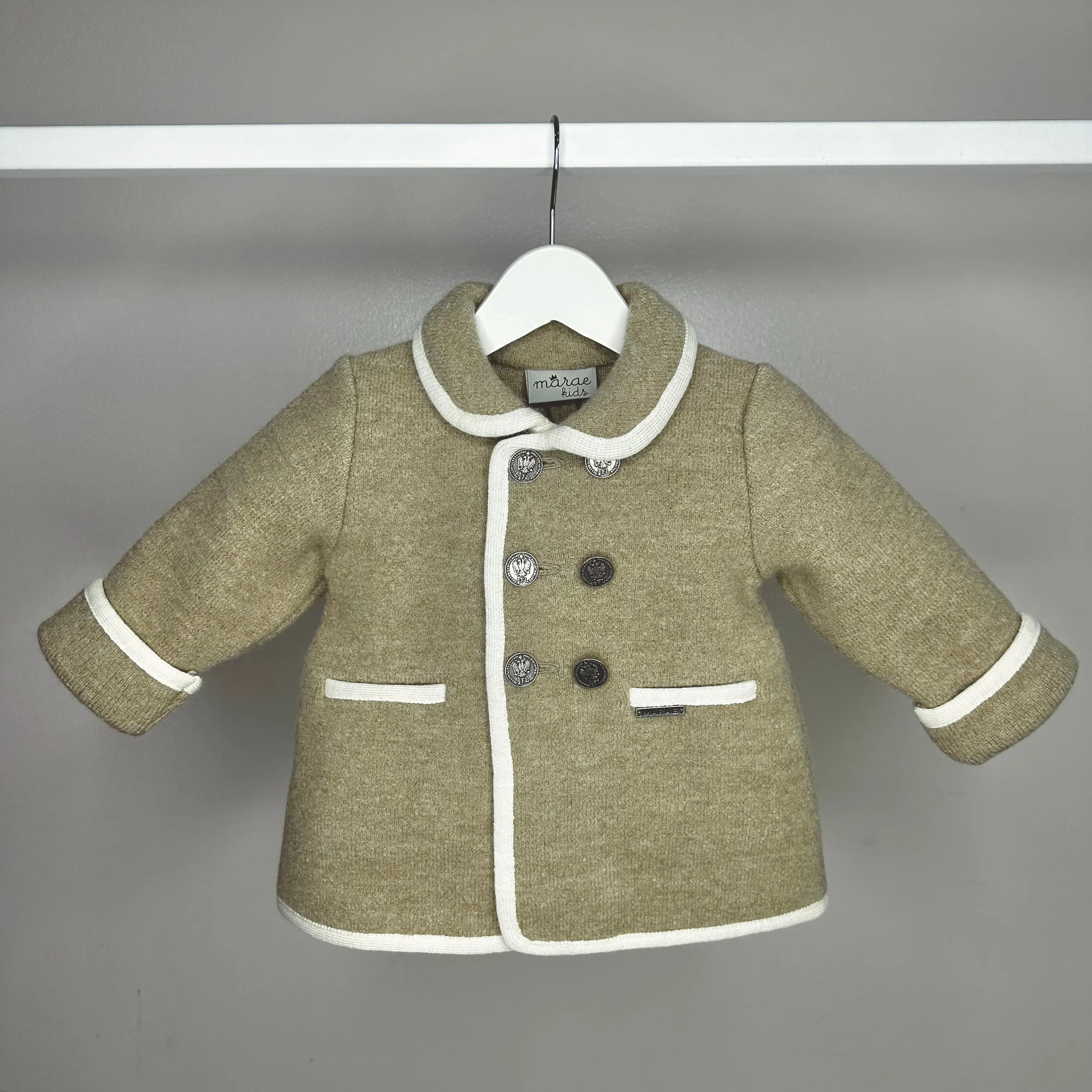 Boys Camel Marae Coat With Cream Trim