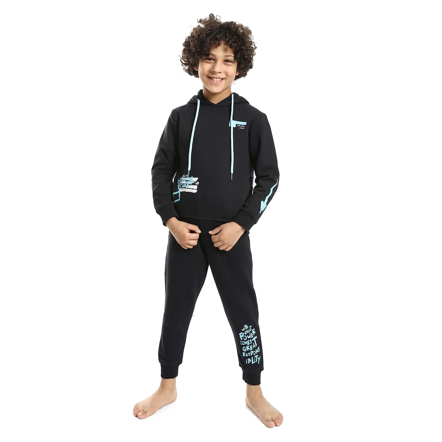 Boys' Pajamas And Winter Hoodie - Black