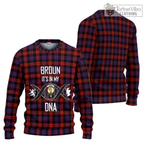 Broun Modern Tartan Ugly Sweater with Family Crest DNA In Me Style