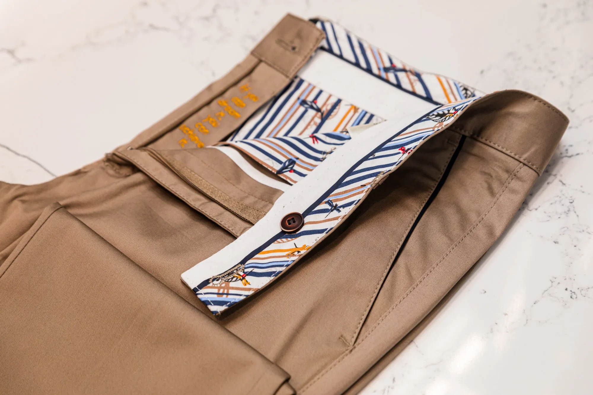 Brown Cotton Stretch Chinos