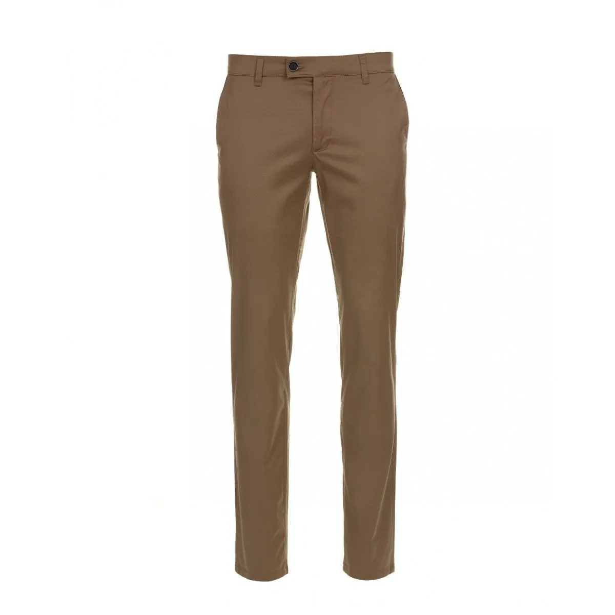 Brown Cotton Stretch Chinos