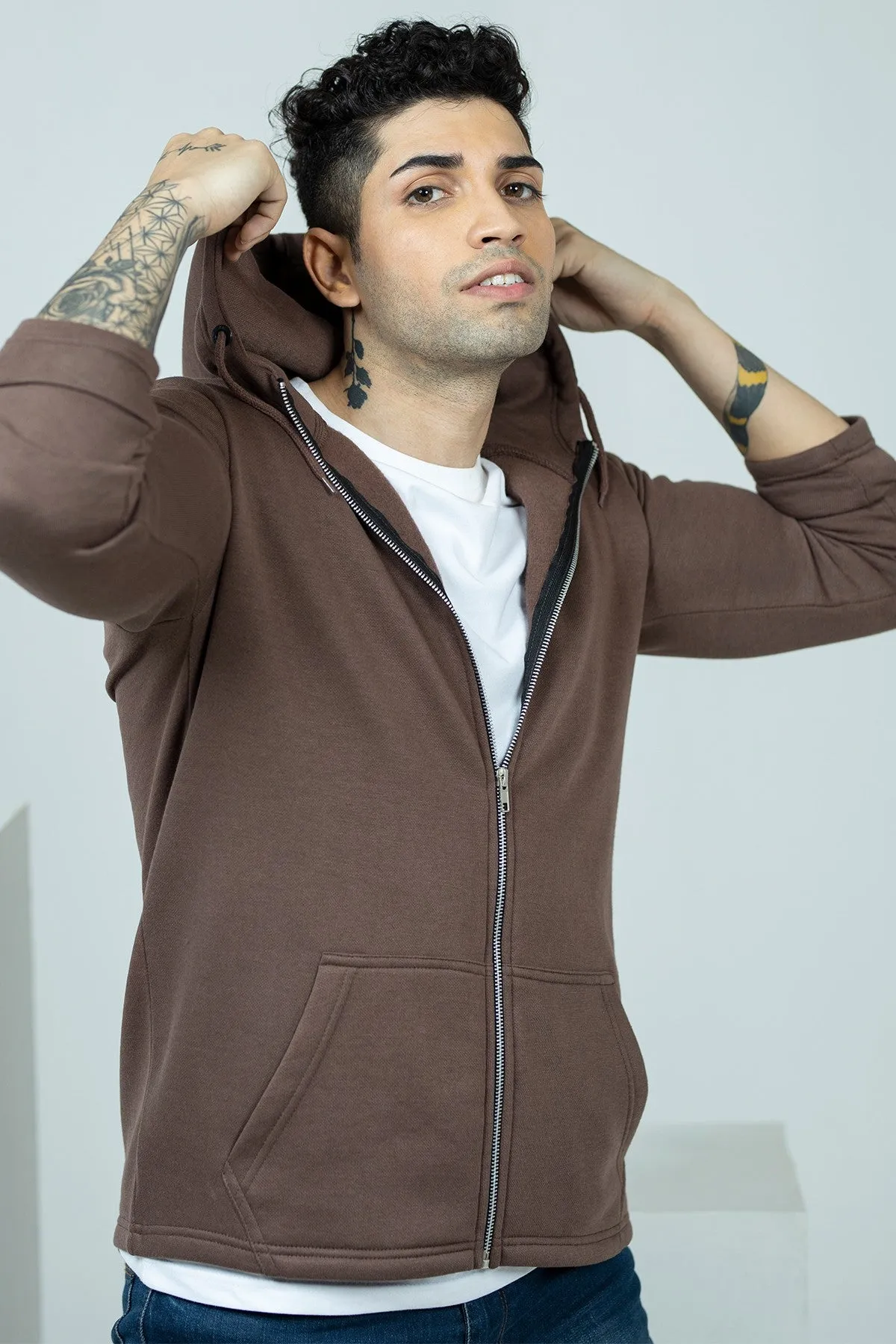 Brown Fleece Basic Hoodie - W21 - MH0009R