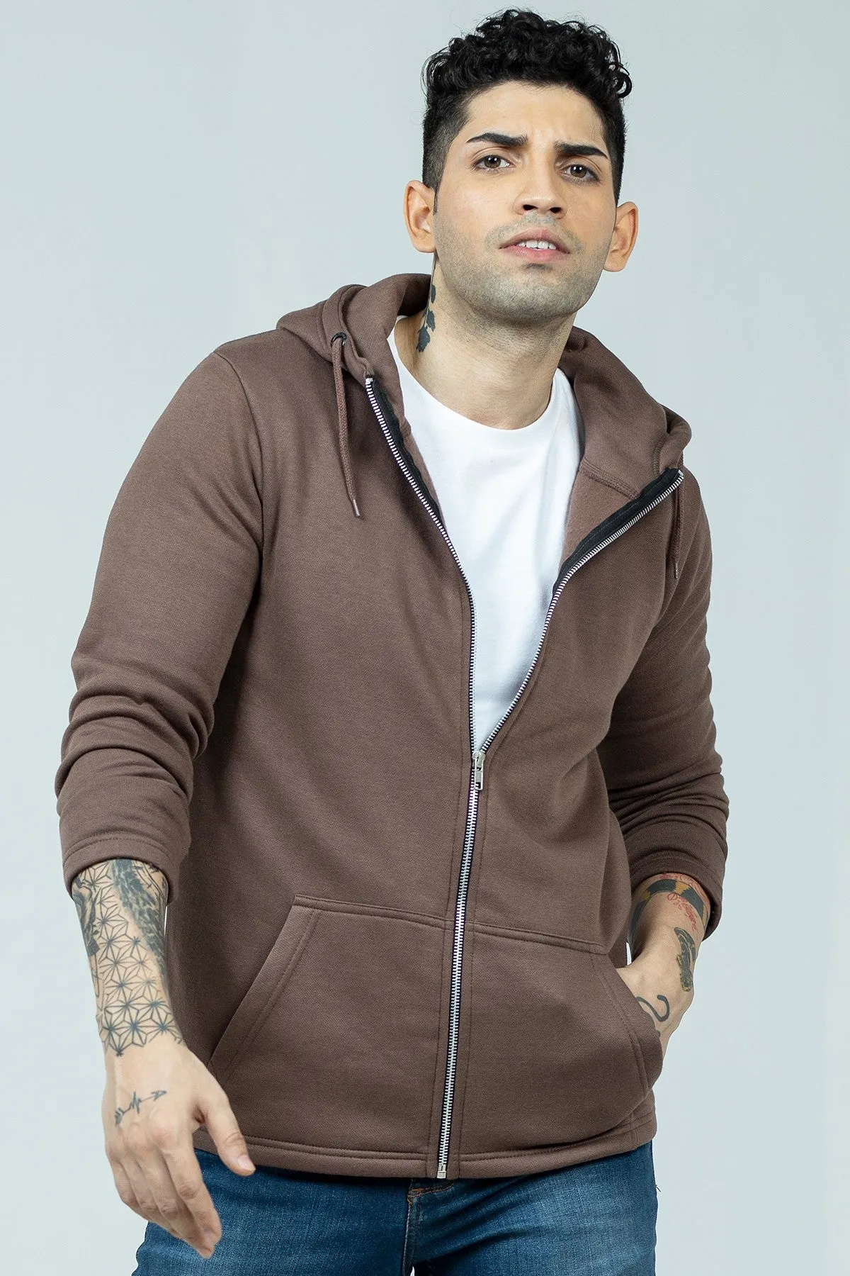 Brown Fleece Basic Hoodie - W21 - MH0009R