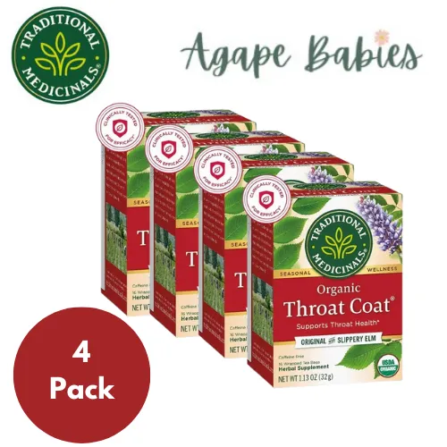 [Bundle Of 4] Traditional Medicinals Throat Coat Tea, 16 bags