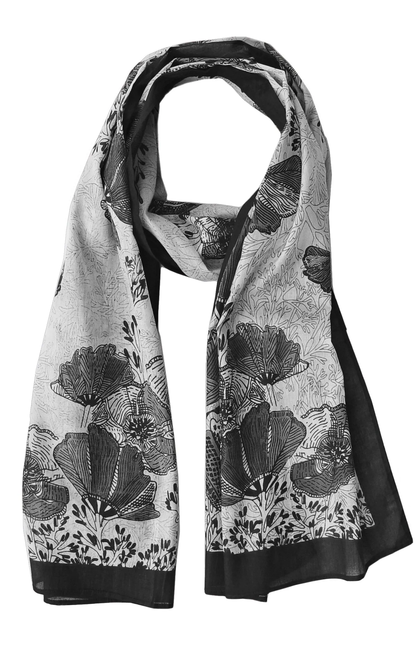 California Poppy Soft Cotton Printed Scarf