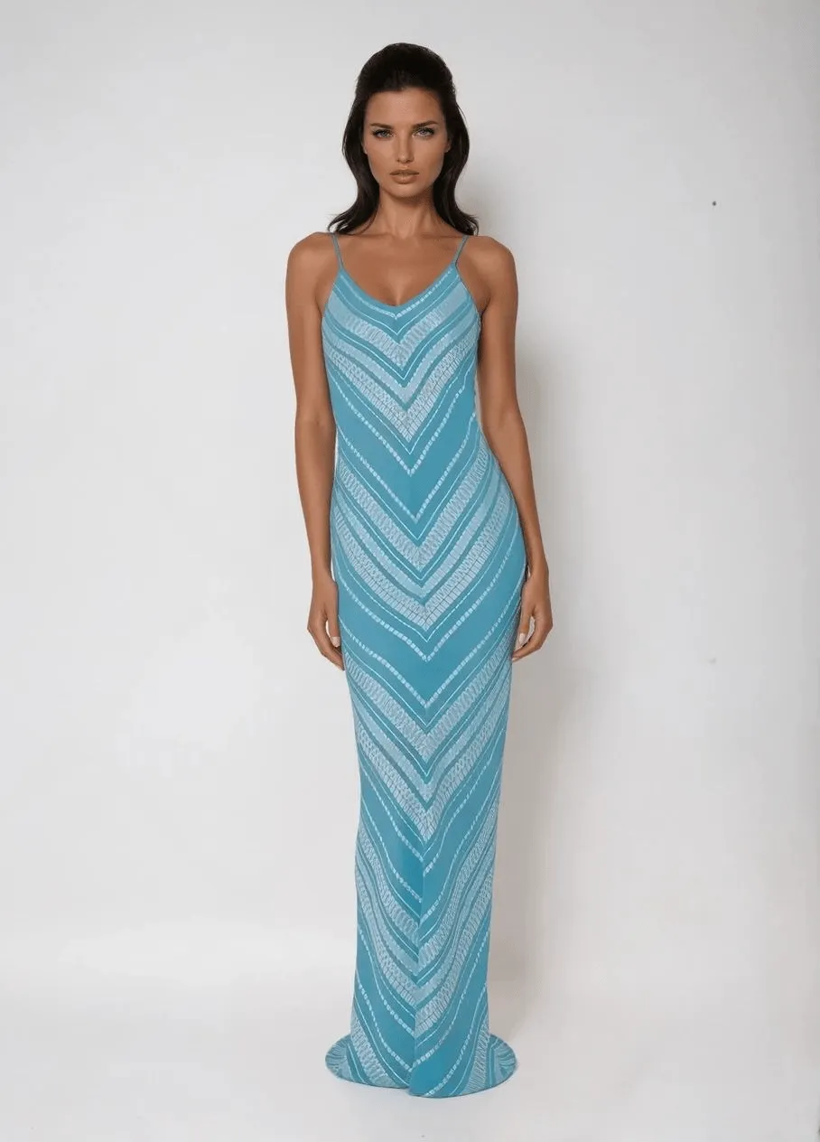 Calliope Long Slipdress Aqua