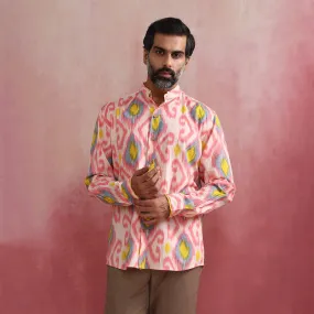 Cambric Cotton Shirt for Men | Ikat Print | Multicolour