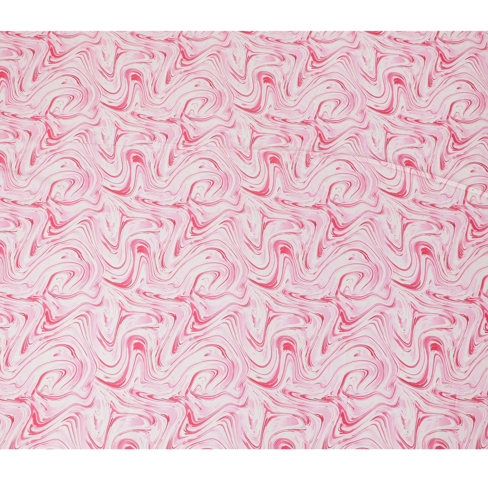 Candy Swirl Synthetic Modal Satin Fabric - Playful Pink and White Waves, 110cm Wide - Buy Online in Meters-D18342