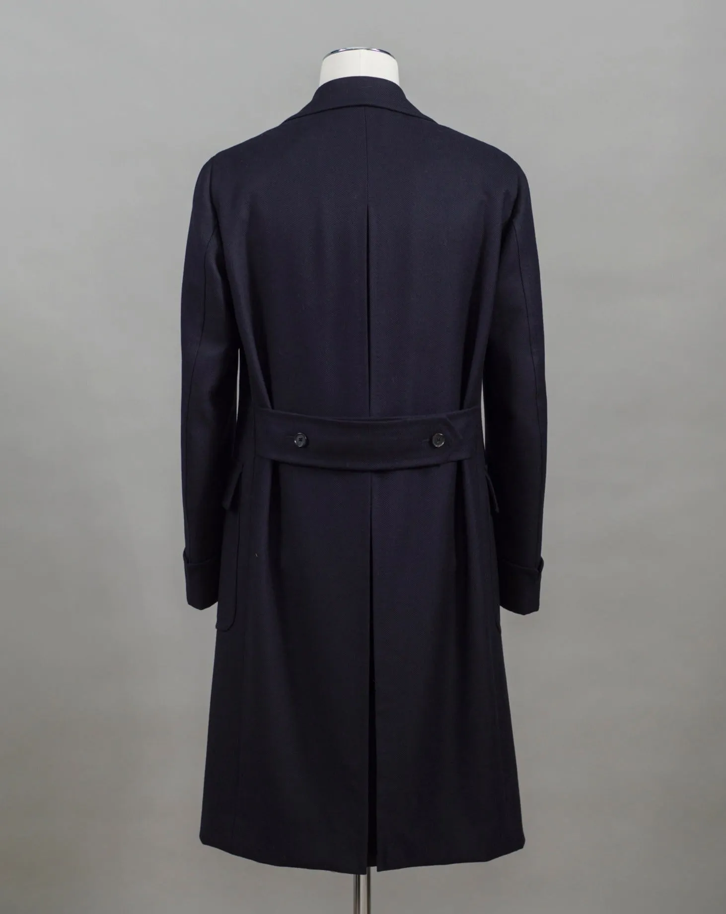 Caruso Otello Double-Breasted Wool Overcoat / Navy