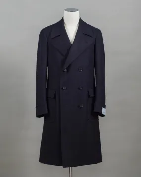 Caruso Otello Double-Breasted Wool Overcoat / Navy